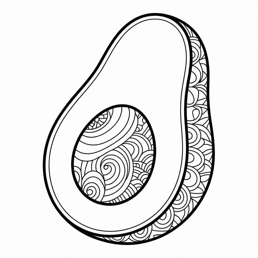 Avocado Half with Intricate Zentangle Patterns