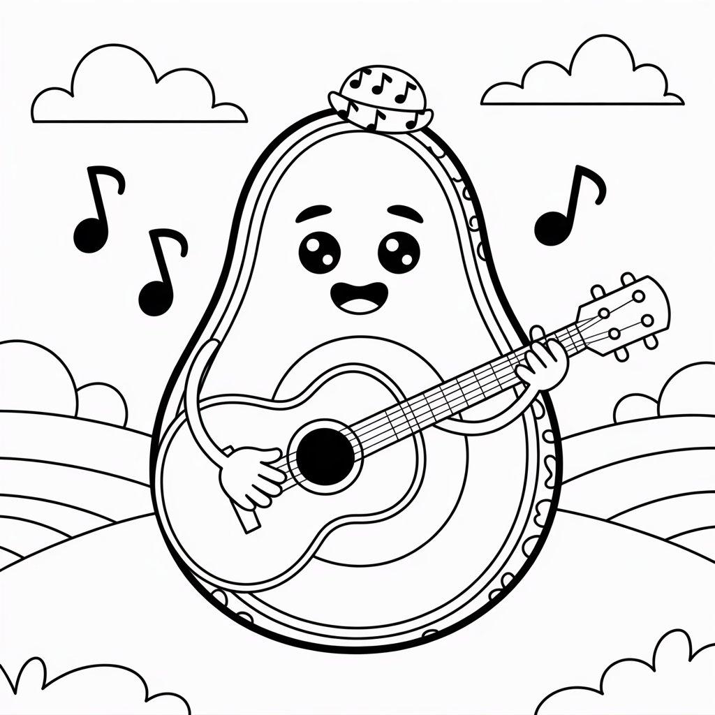 Avocado Playing a Guitar
