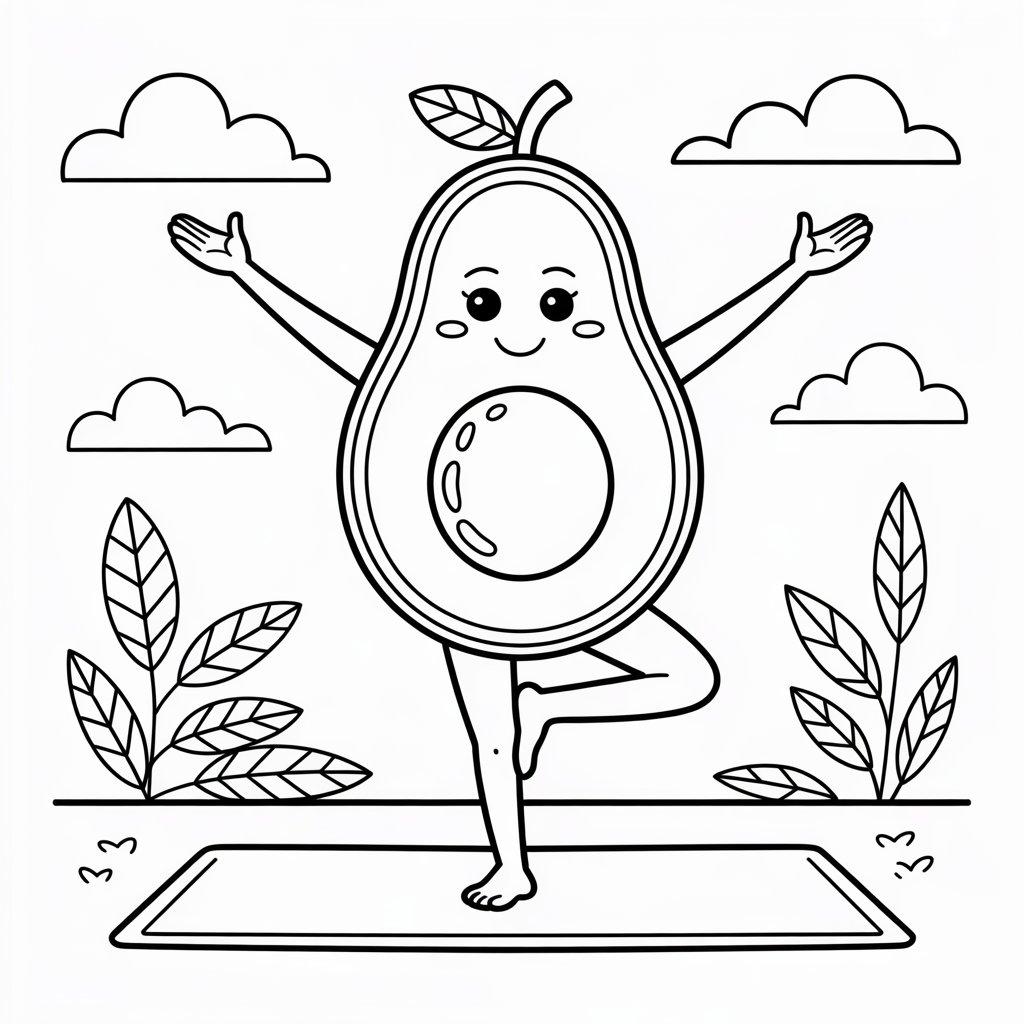Avocado in a Yoga Pose