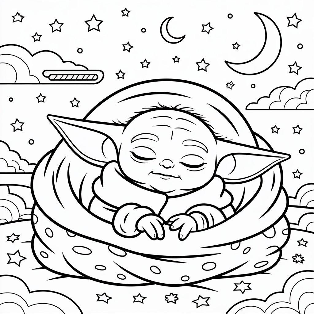 Baby Yoda Asleep, Wrapped in a Cozy Blanket
