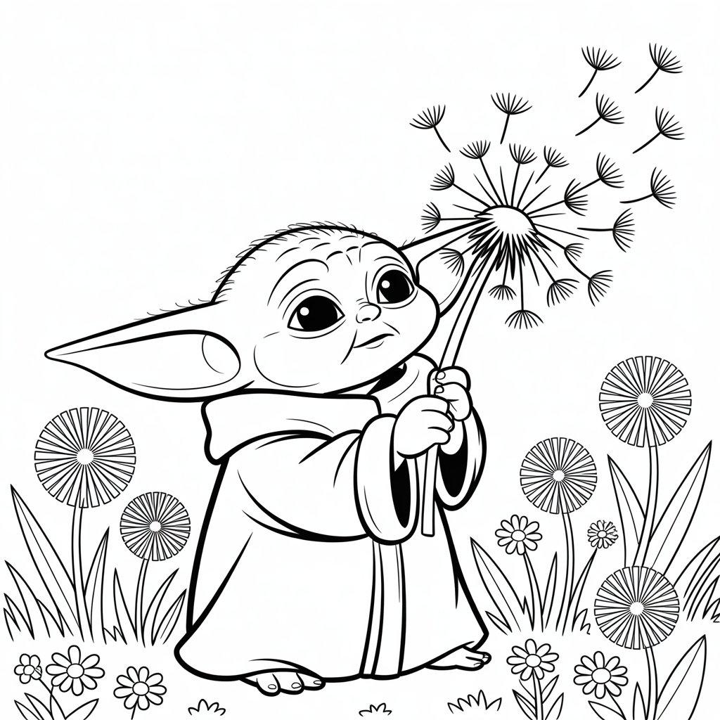 Baby Yoda Blowing Dandelions