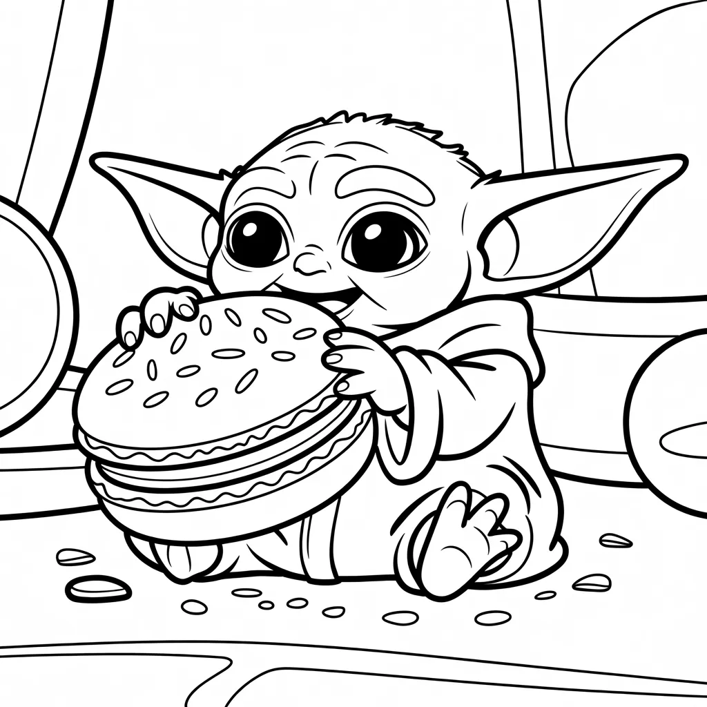 Baby Yoda Eating a Space Macaron