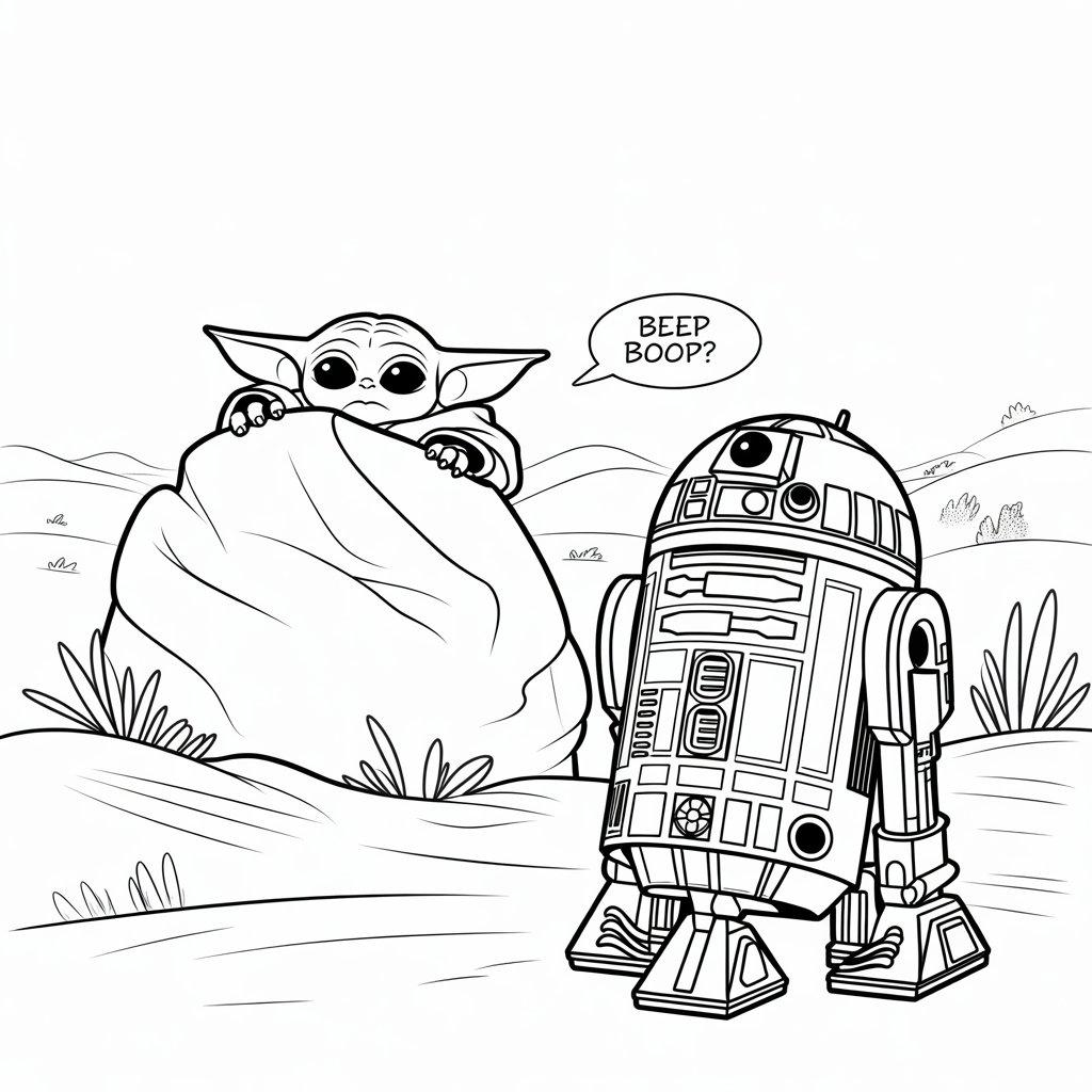 Baby Yoda Playing Hide and Seek with R2-D2