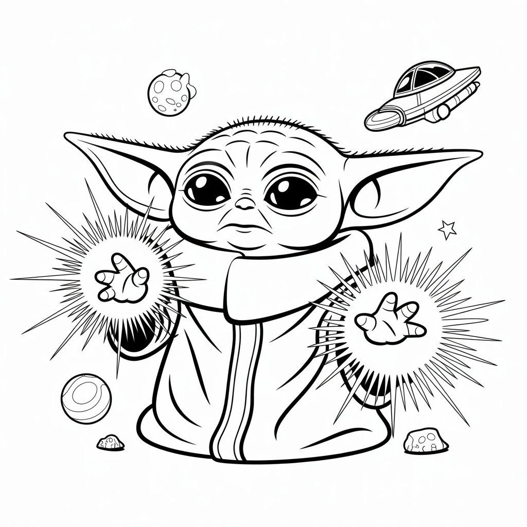 Baby Yoda Using the Force with Glowing Hands