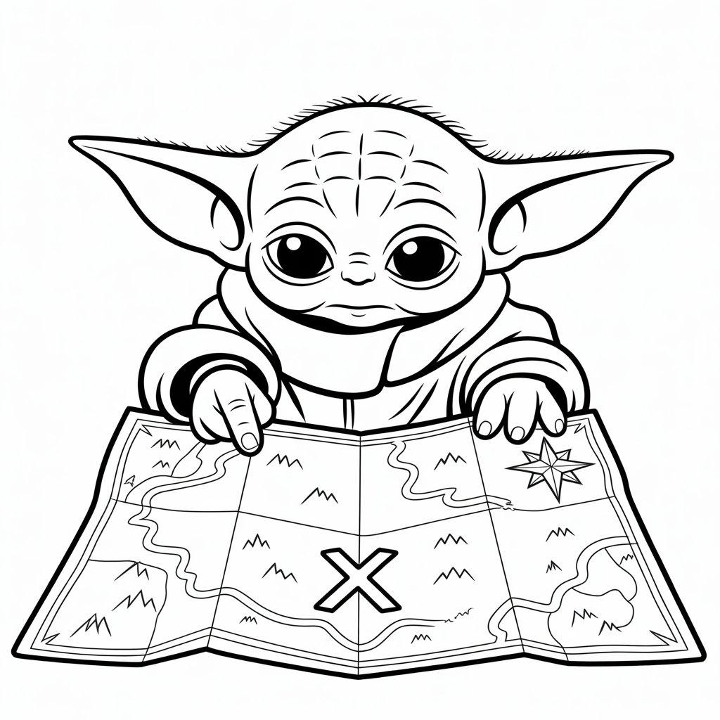 Baby Yoda with a Treasure Map