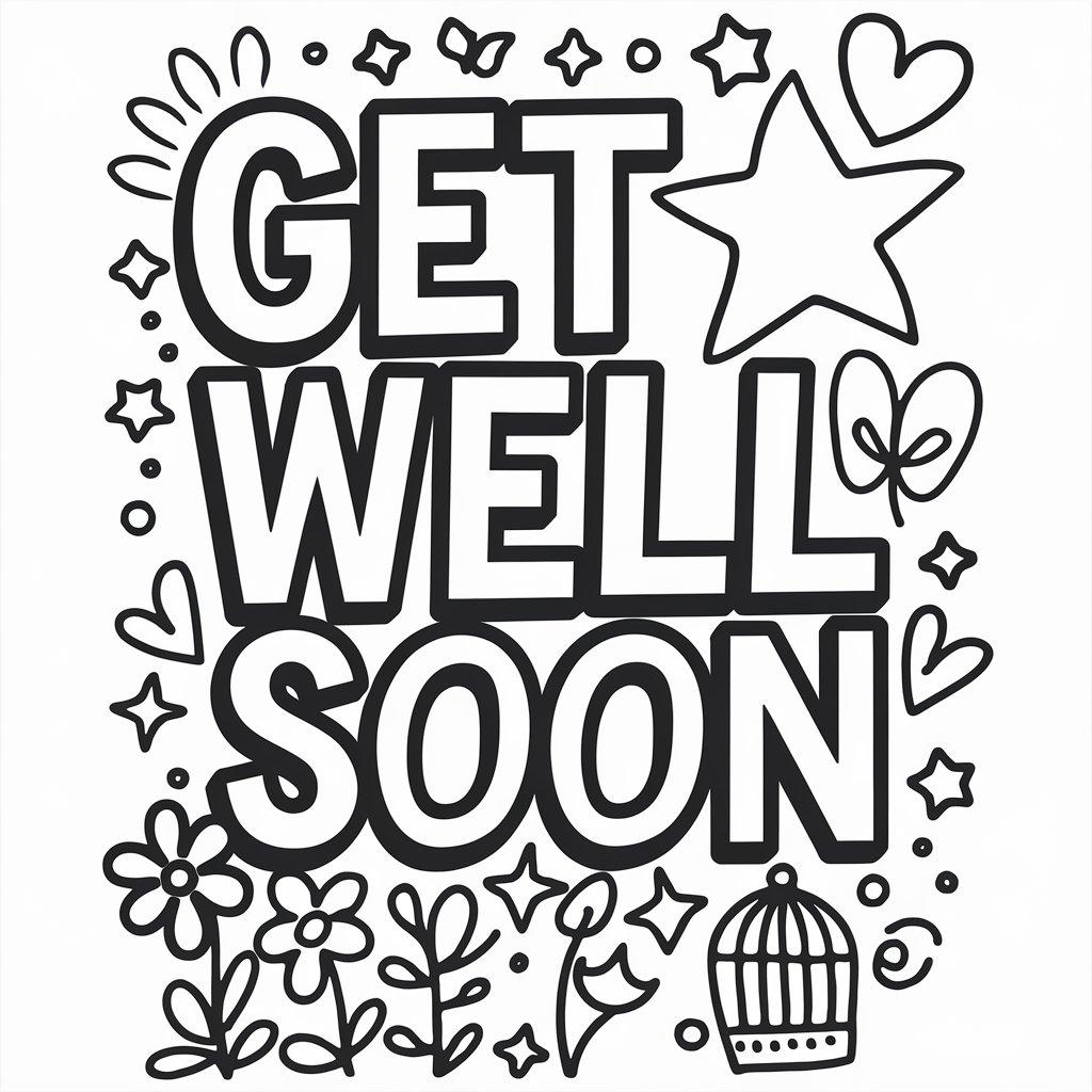 Bold 'Get Well Soon' Typography with Doodles