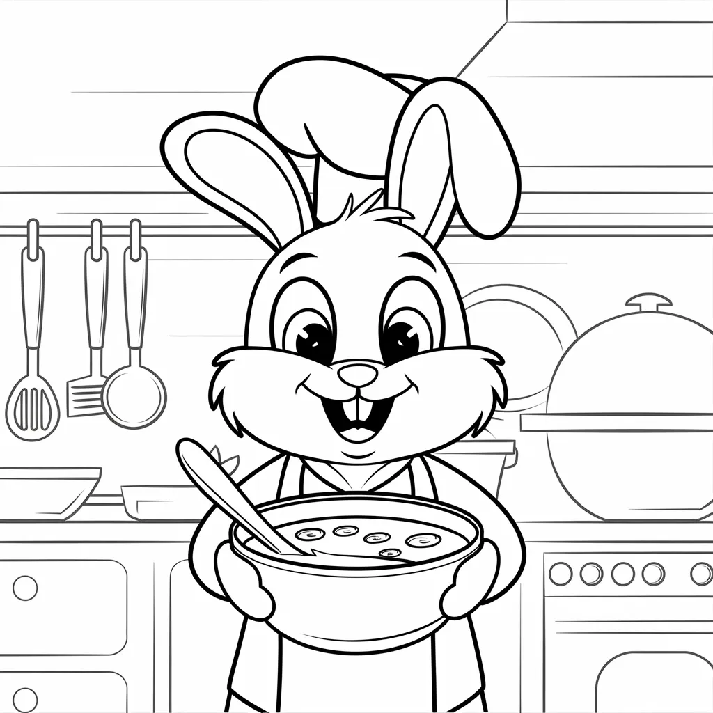 Bunny with Soup and a Smile