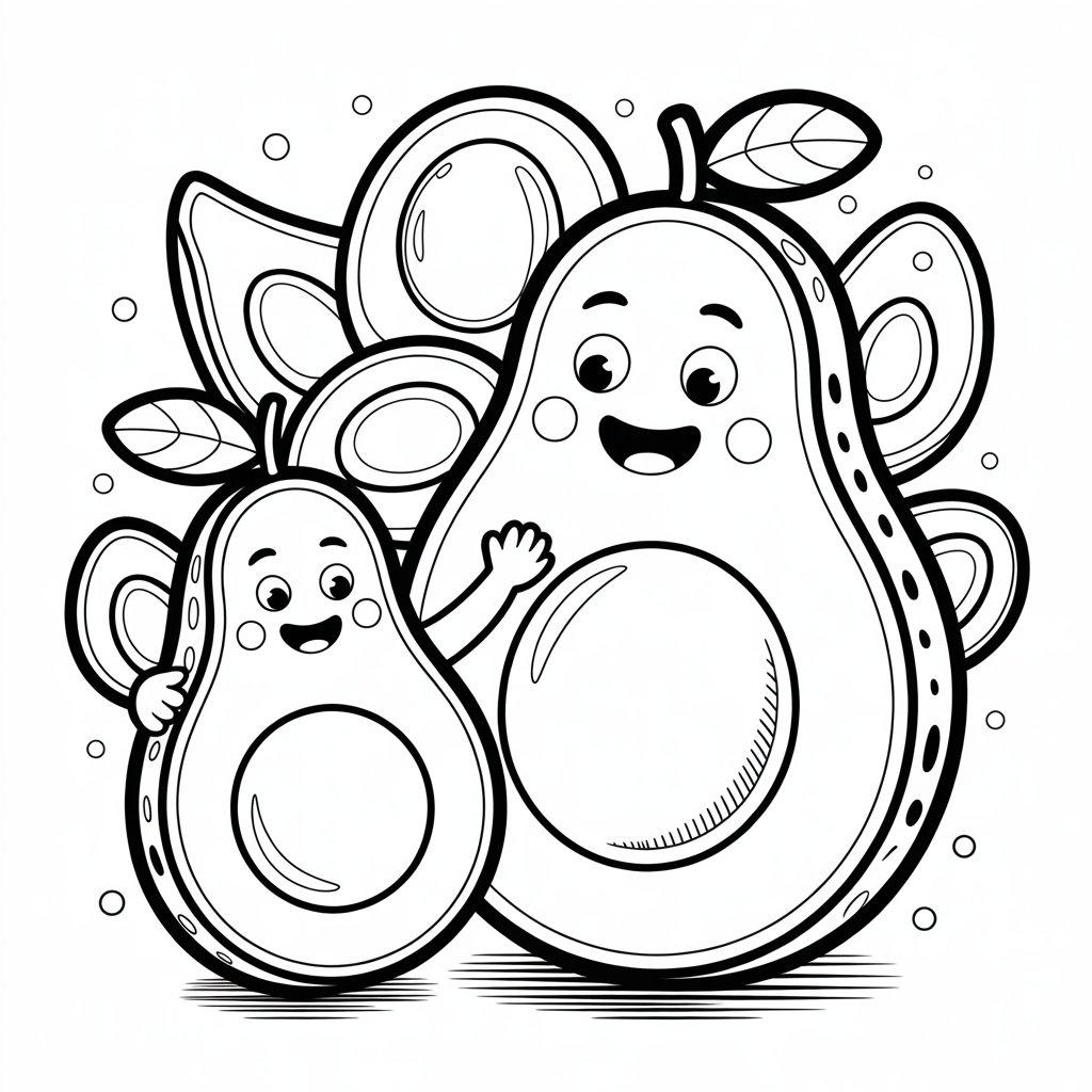 Cartoon Avocado Family