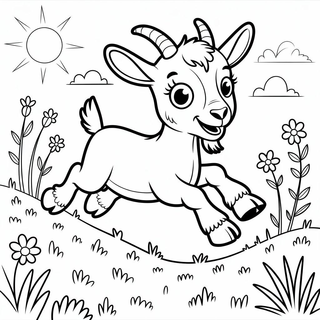 Cartoon Baby Goat Jumping