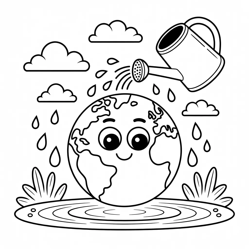 Cartoon Earth Being Watered