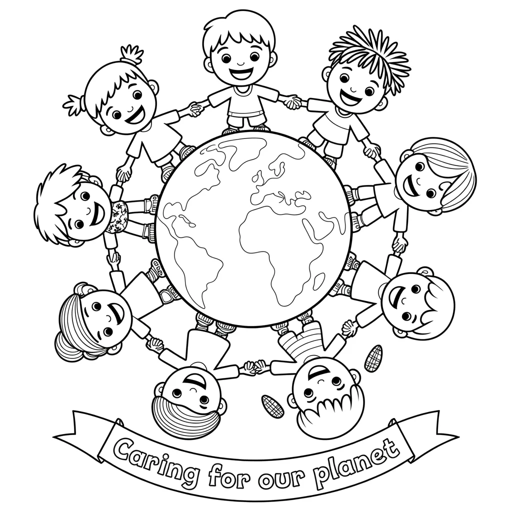 Children Holding Hands Around Earth