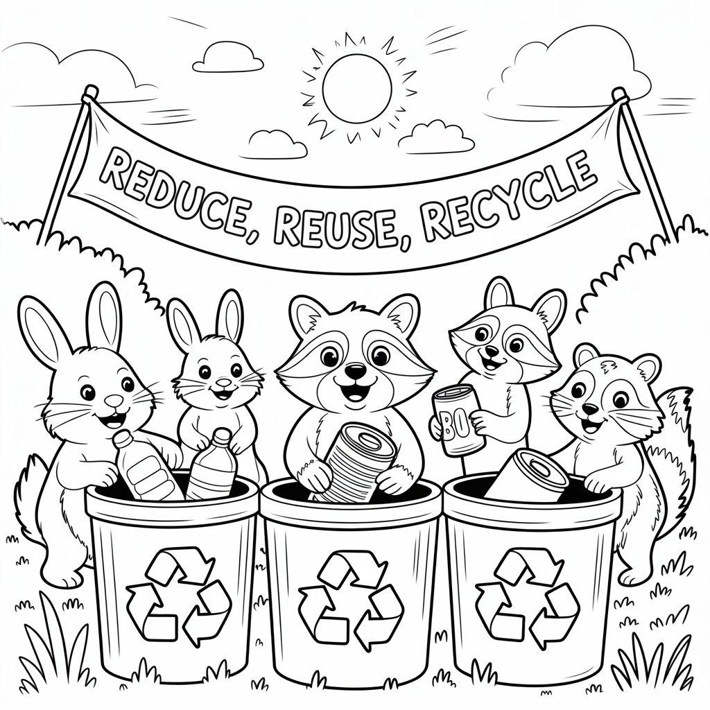 Cute Animals Recycling