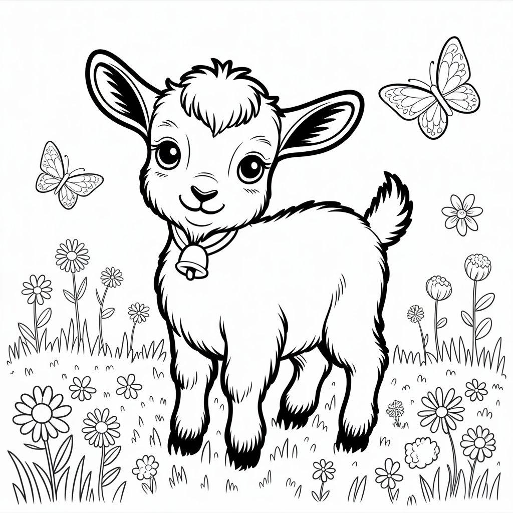 Cute Baby Goat in a Meadow