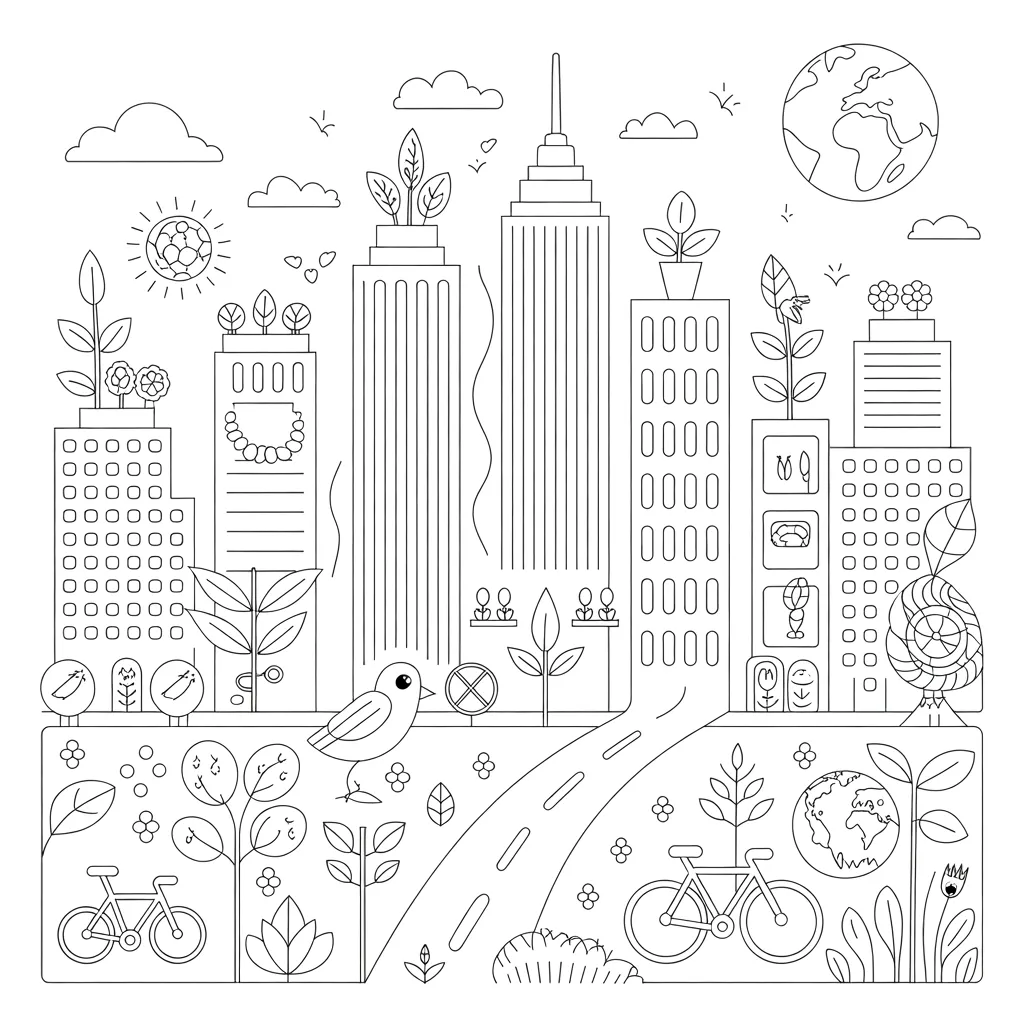 Eco-Friendly City Skyline