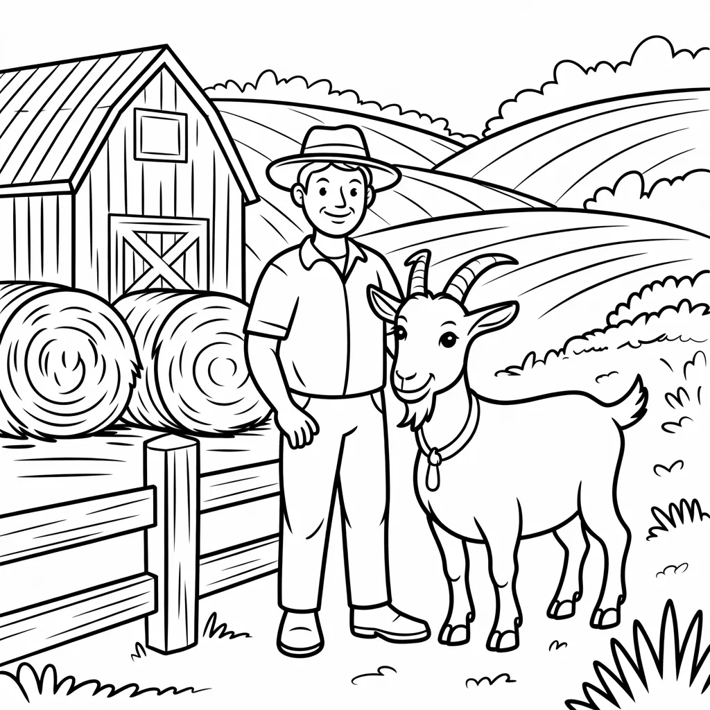 Farmer and Goat on the Farm