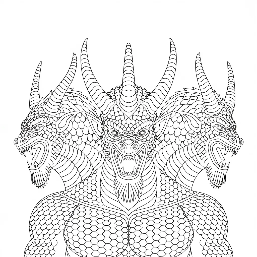 Ghidorah's Three Heads in Focus