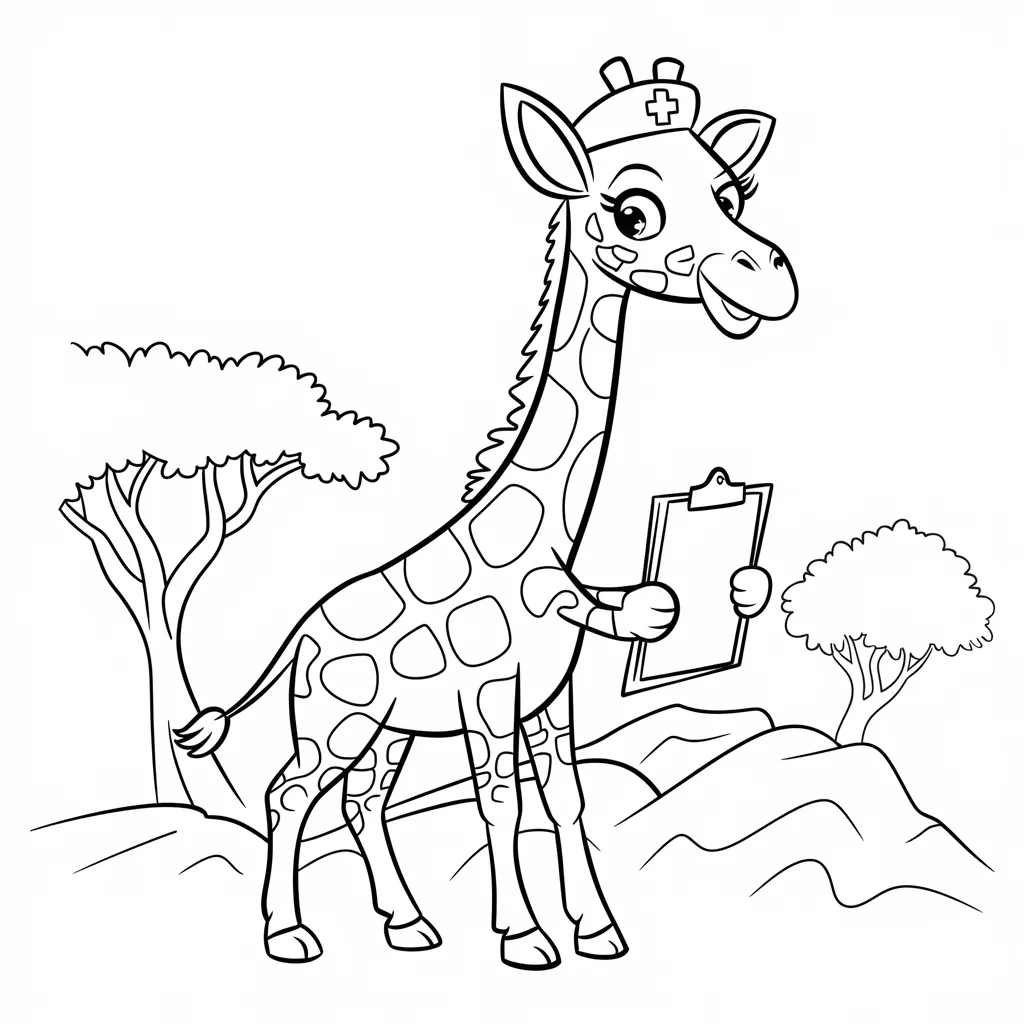 Giraffe Wearing a Nurse Hat