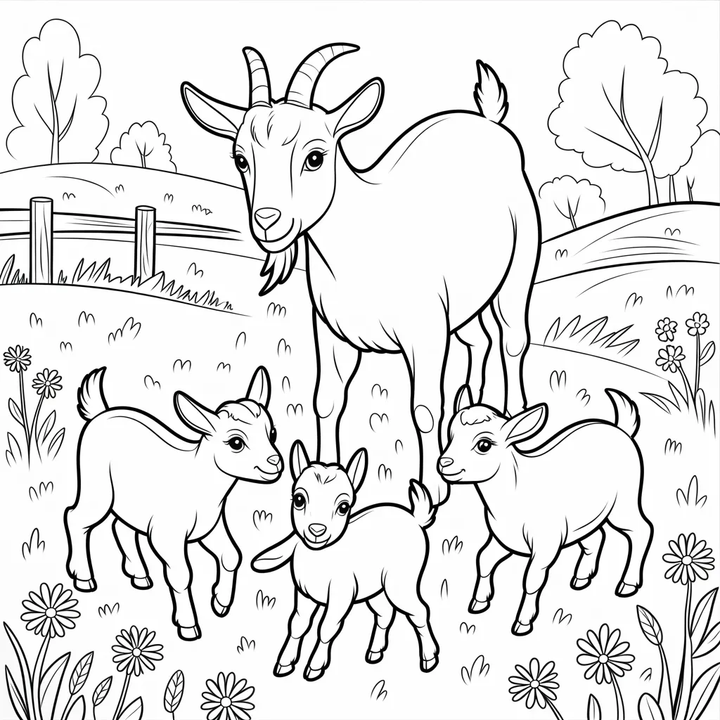 Goat Family Scene
