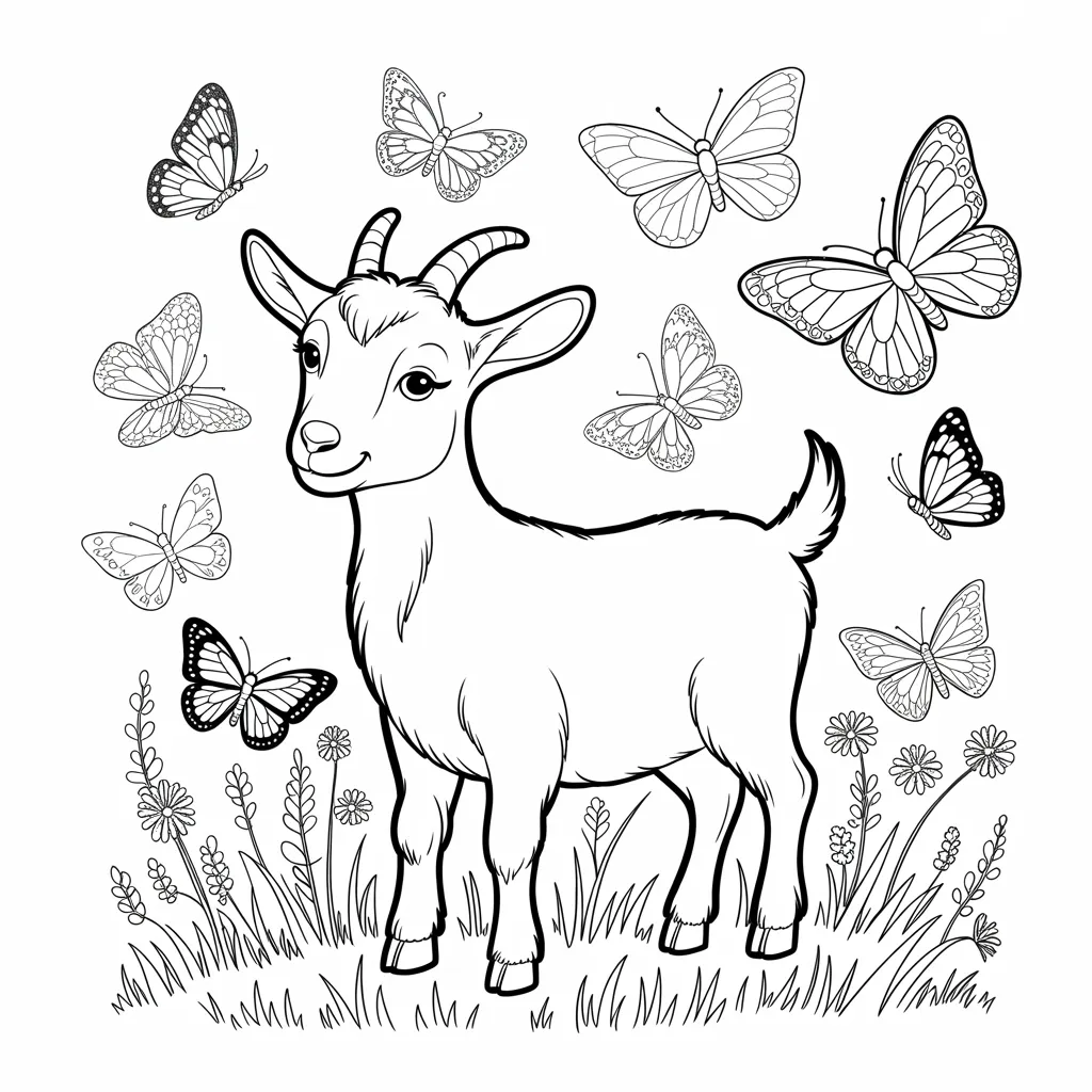 Goat and Butterflies