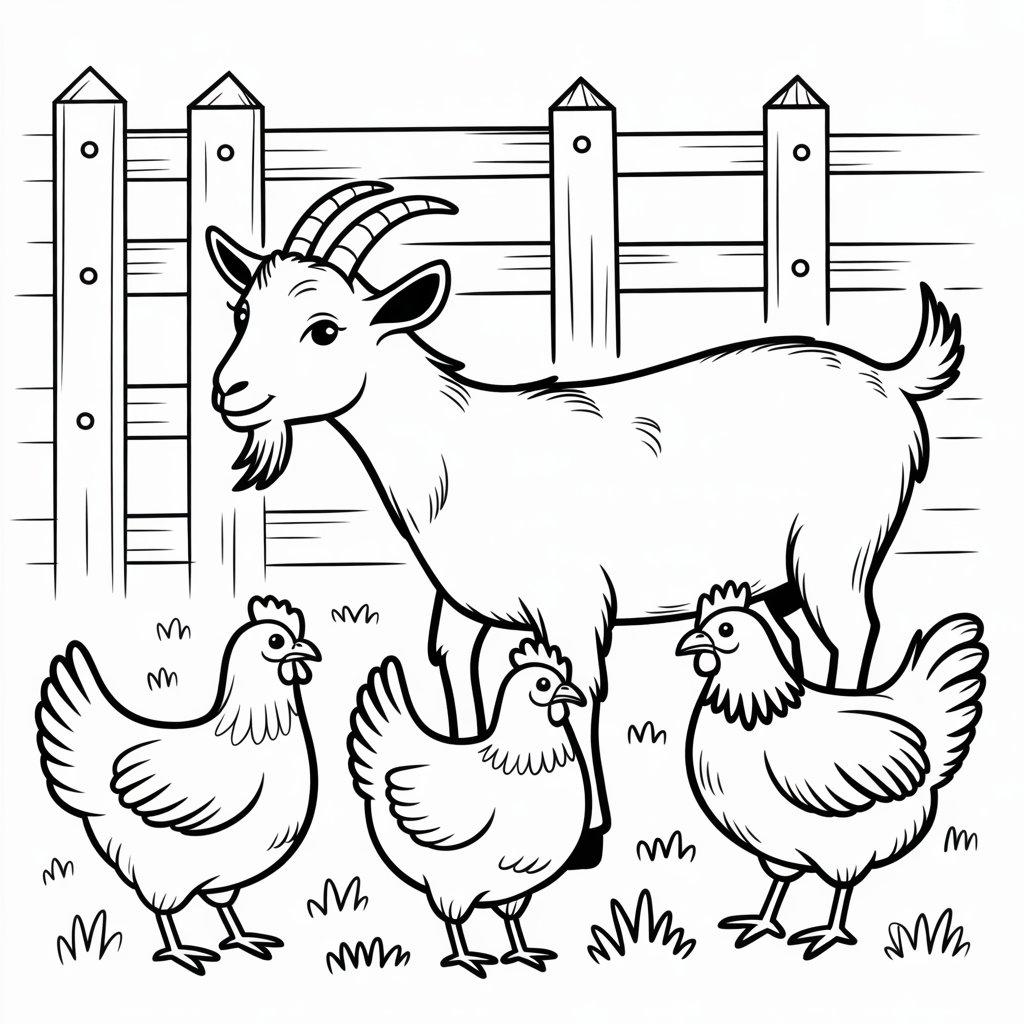 Goat and Chickens Together