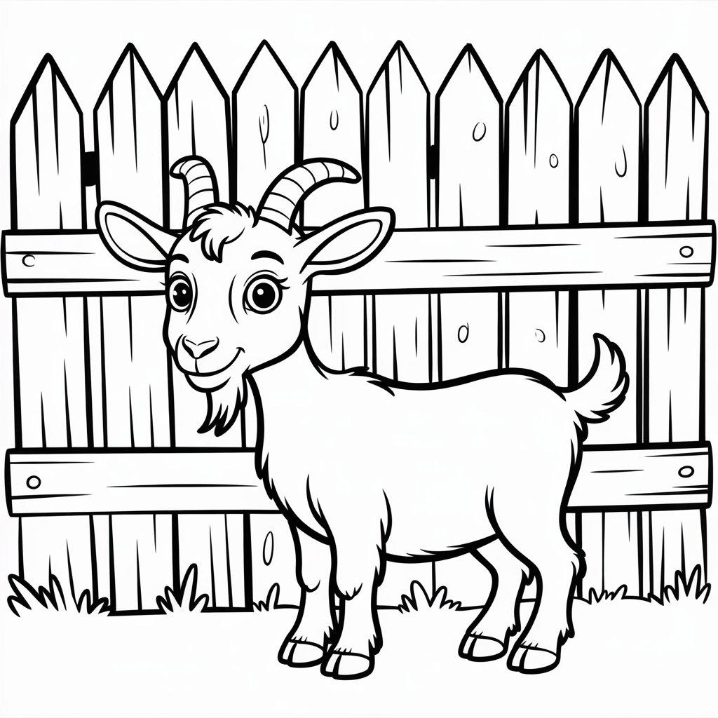 Goat by a Rustic Fence