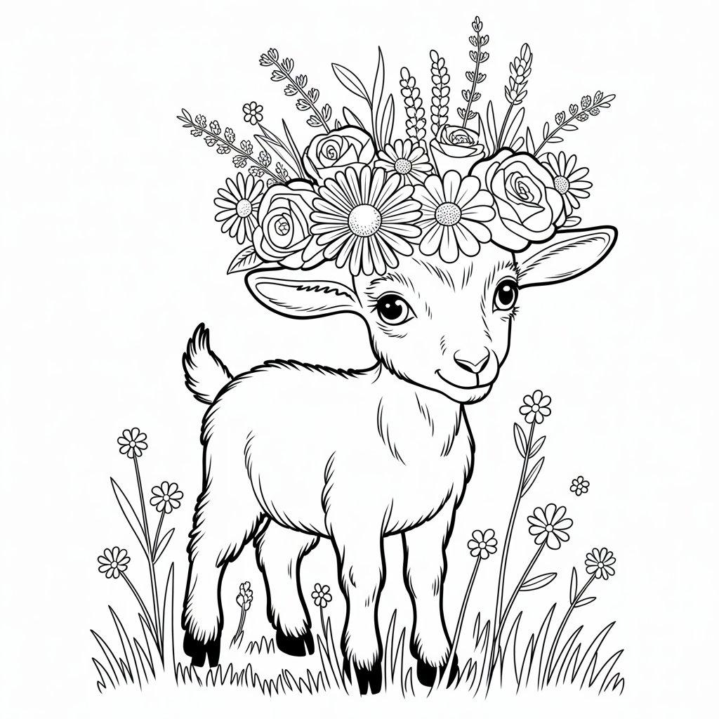 Goat in a Flower Crown