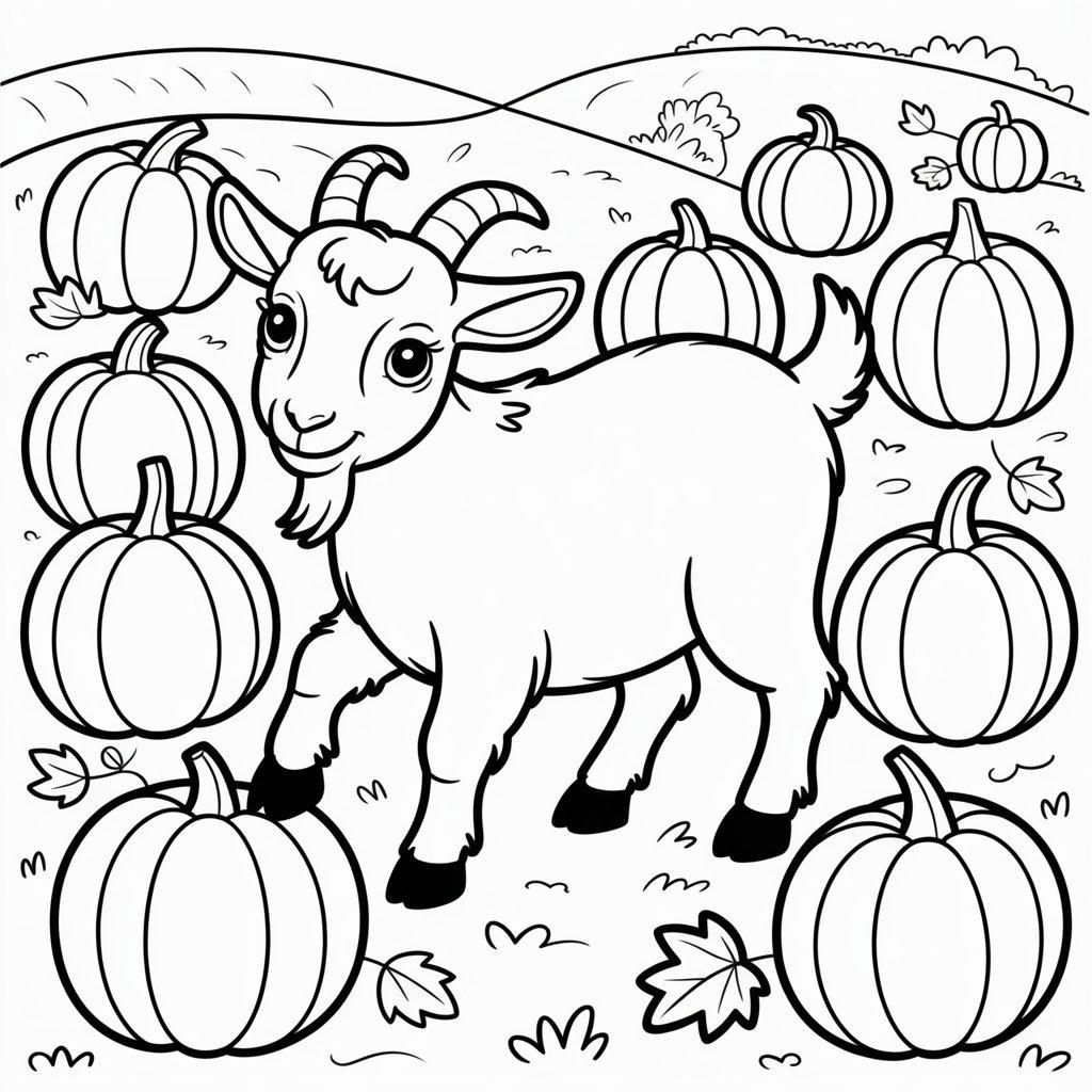 Goat in a Pumpkin Patch