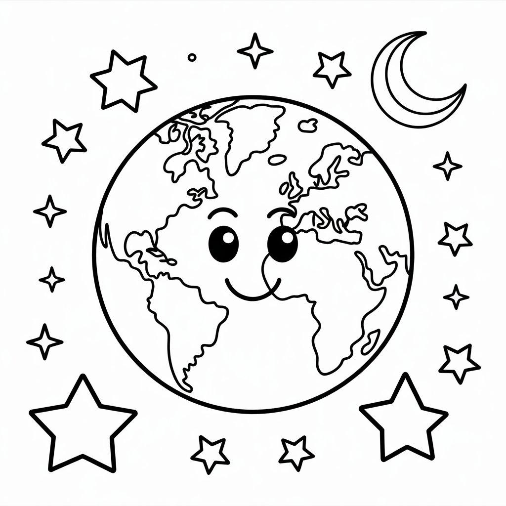 Happy Earth with Stars