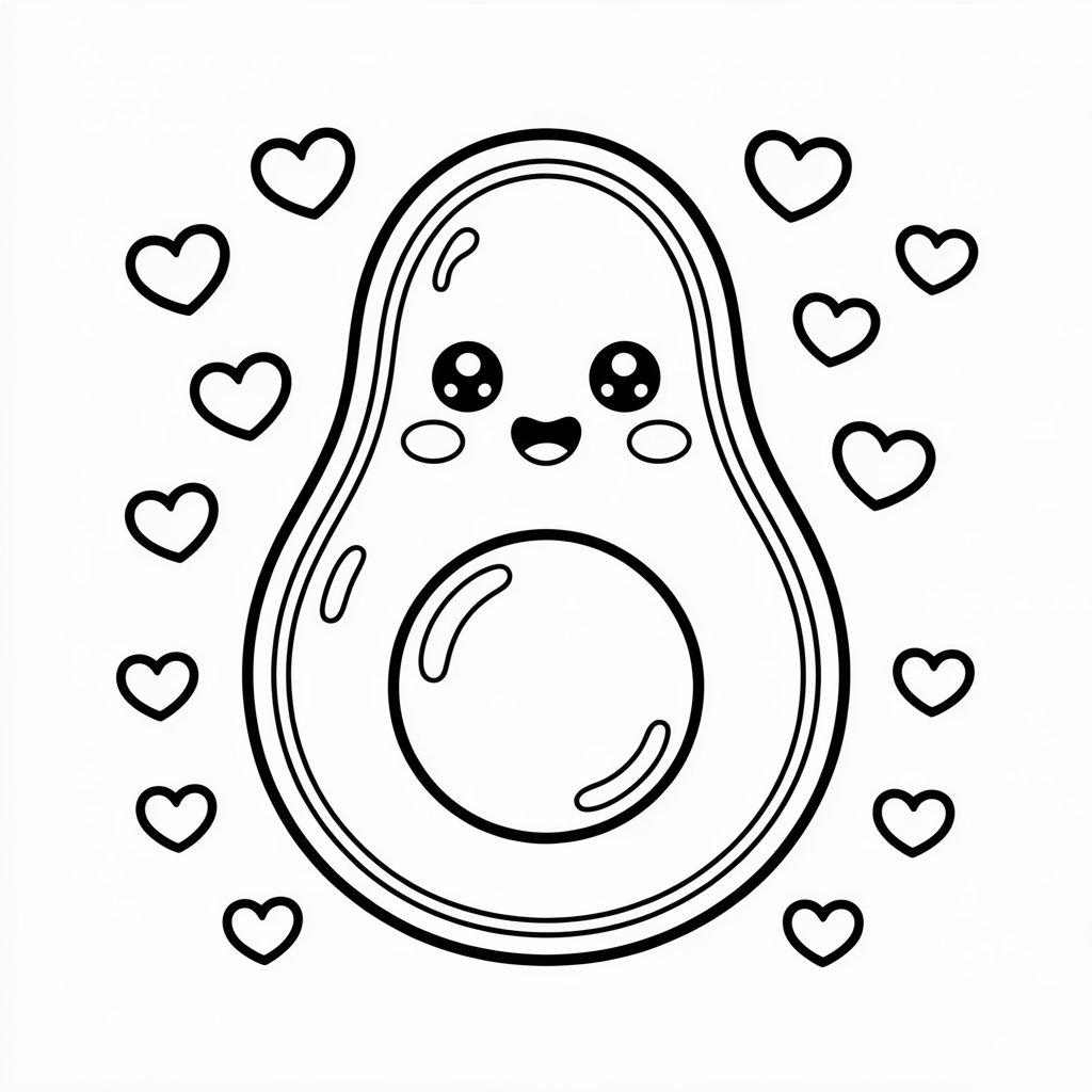 Kawaii Avocado with Hearts