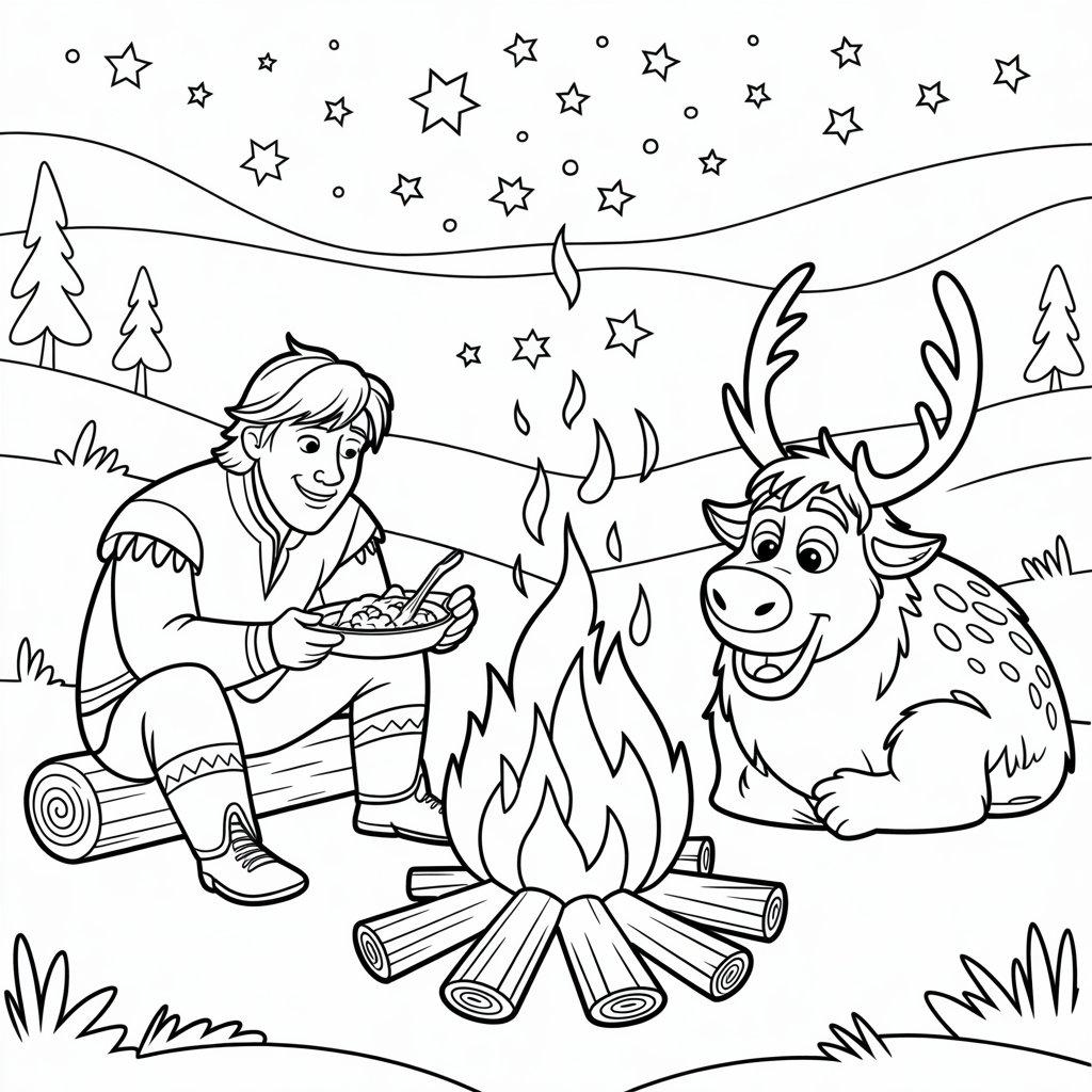 Kristoff_Relaxing_by_a_Campfire_with_Sven