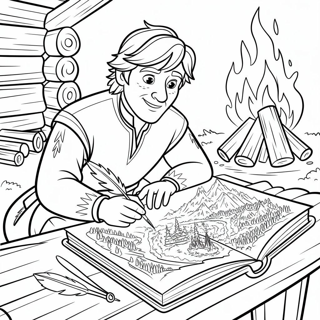 Kristoff_Sketching_a_Map_in_a_Logbook