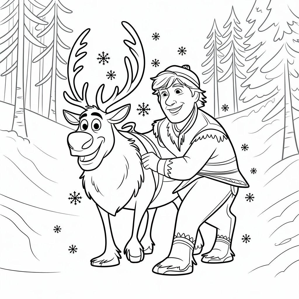 Kristoff_with_Sven_in_the_Snowy_Forest