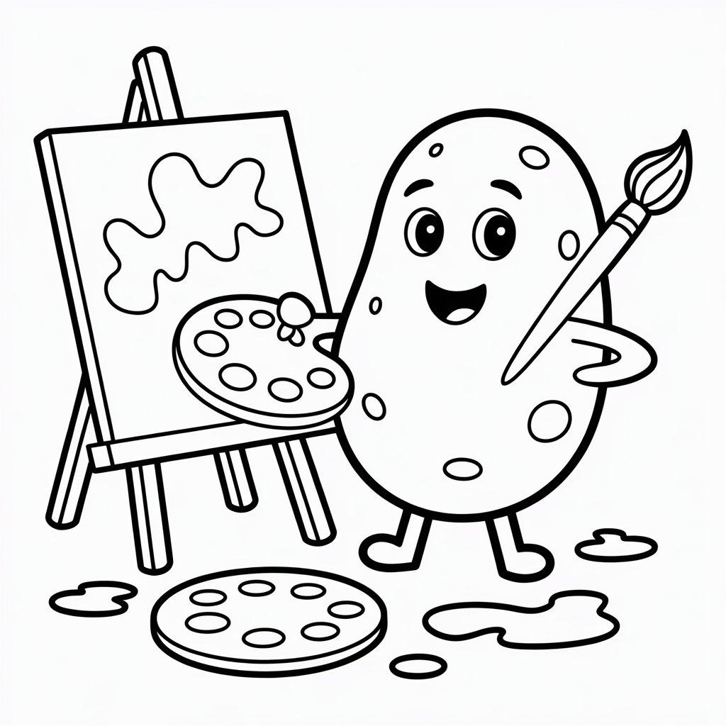 Potato Artist Holding a Paintbrush