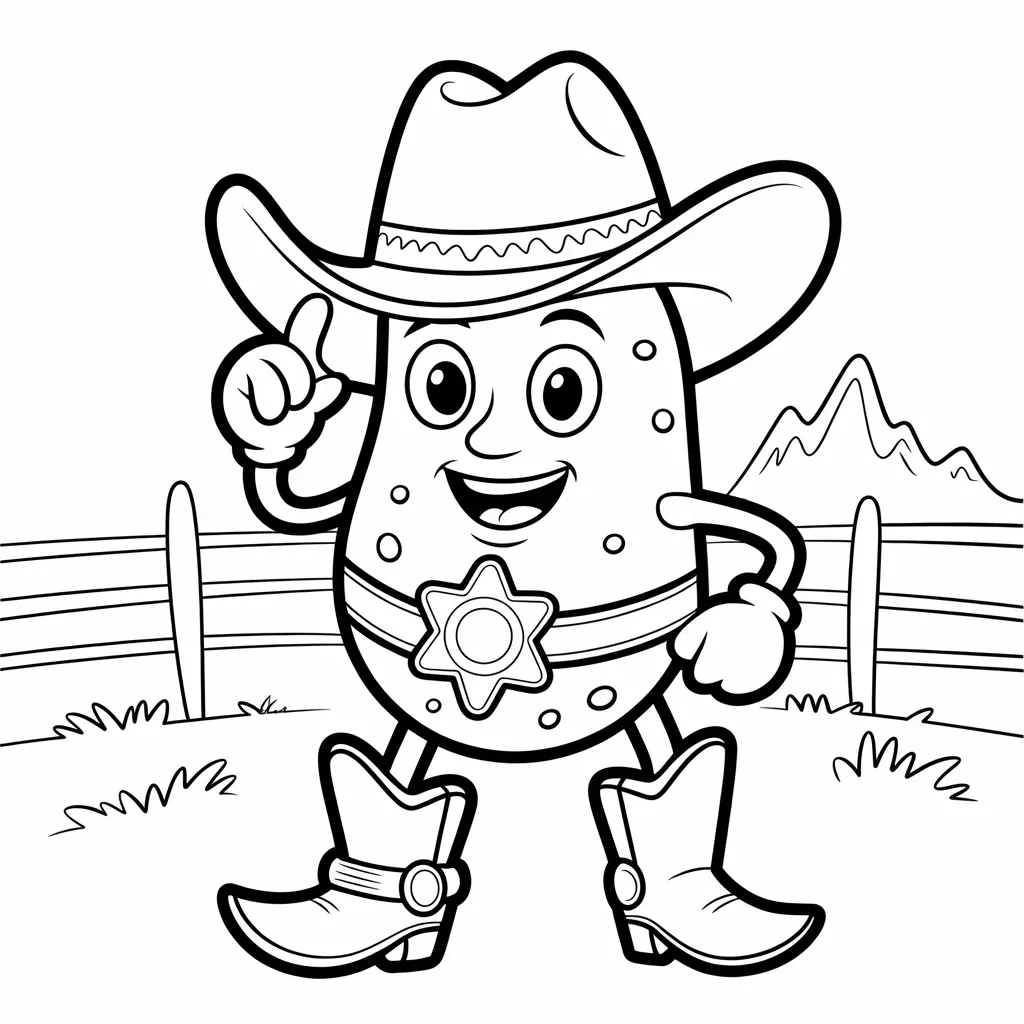 Potato Cowboy with Boots and Hat