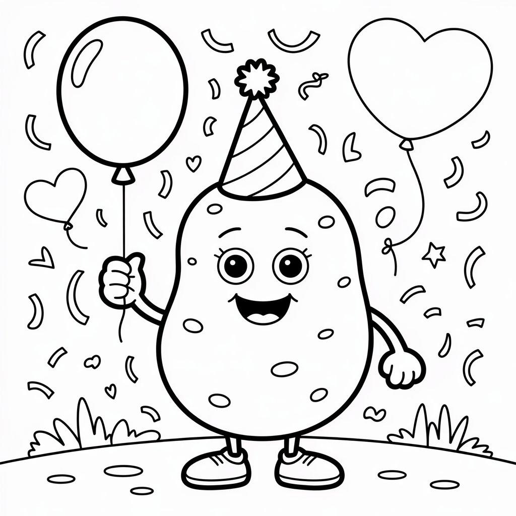 Potato Holding a Balloon