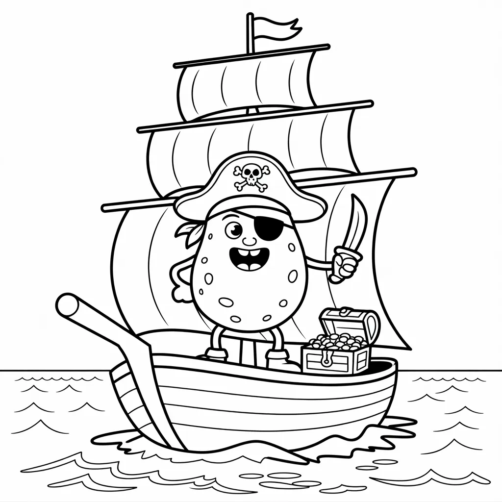 Potato Pirate on a Ship