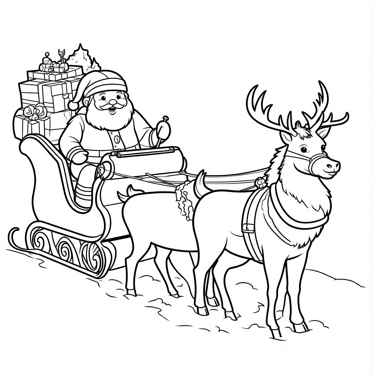 Rudolph Leading Santa's Gift-Filled Sleigh