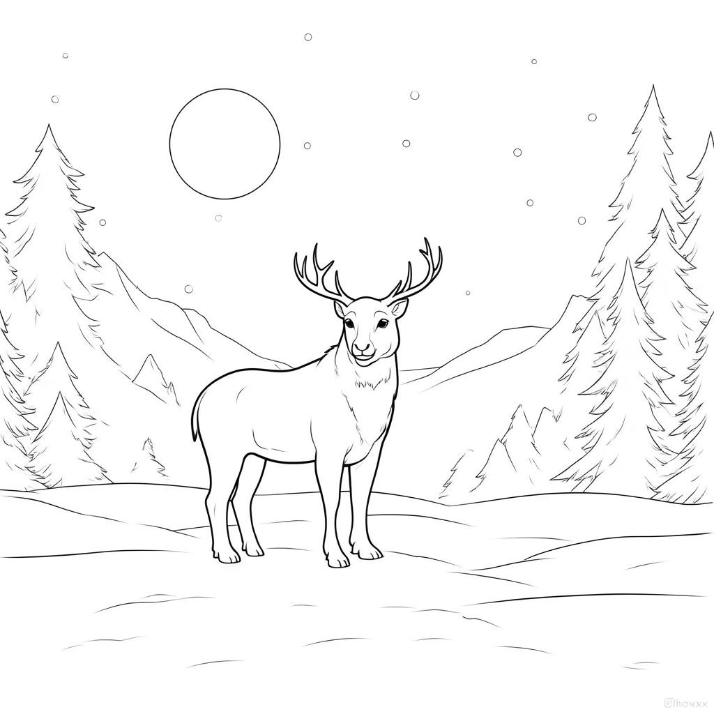 Rudolph Standing in a Snowy Winter Landscape