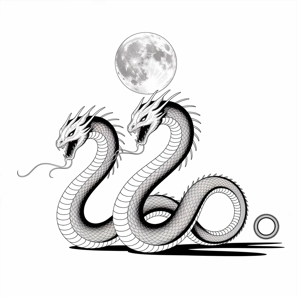 Silhouetted Ghidorah with Moonlight