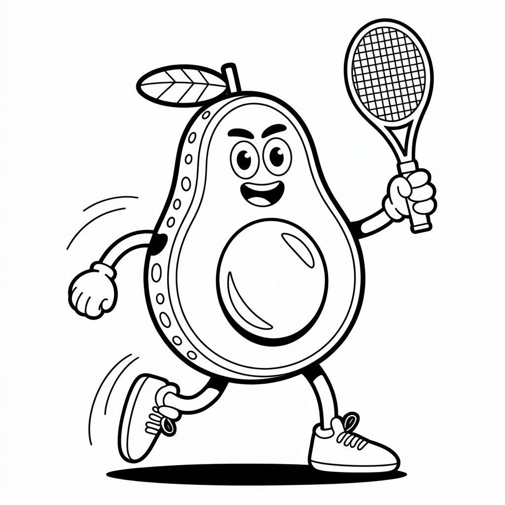 Sporty Avocado with Tennis Racket