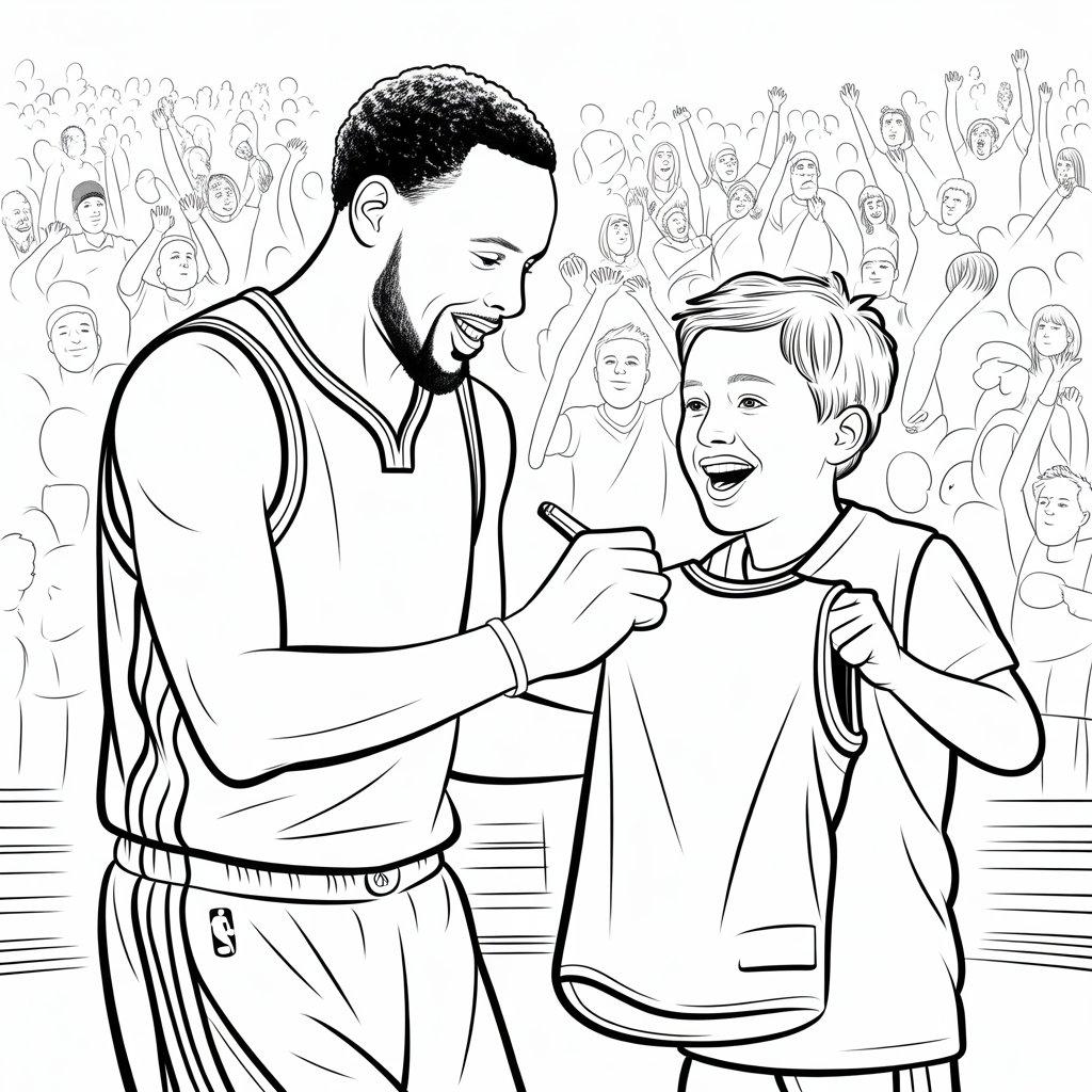 Steph Autographing a Fan's Jersey
