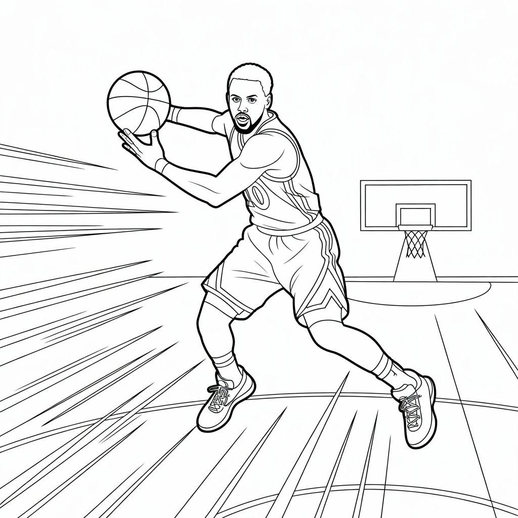 Steph in Motion with Speed Lines Around Him