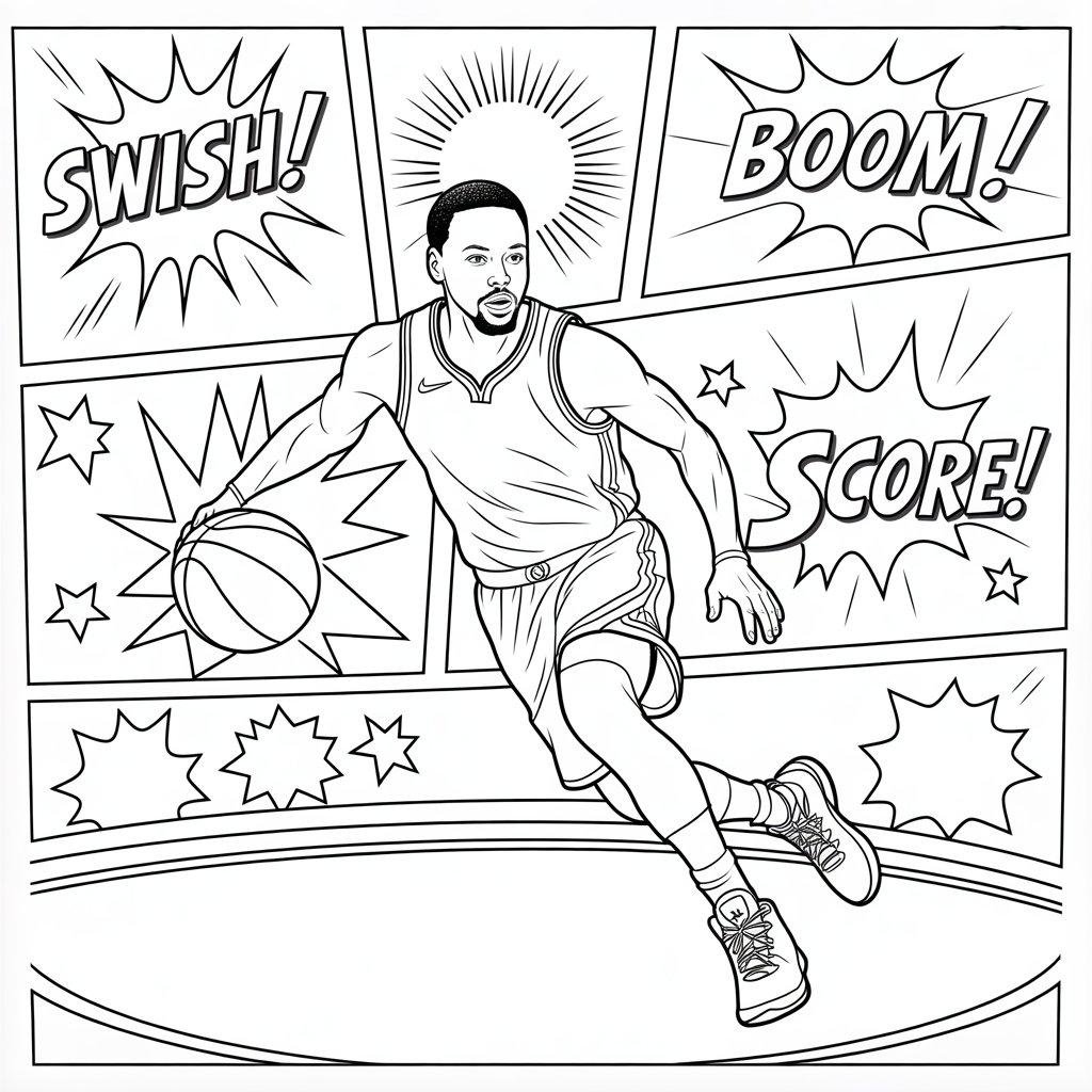 Steph on a Comic Book-Style Background