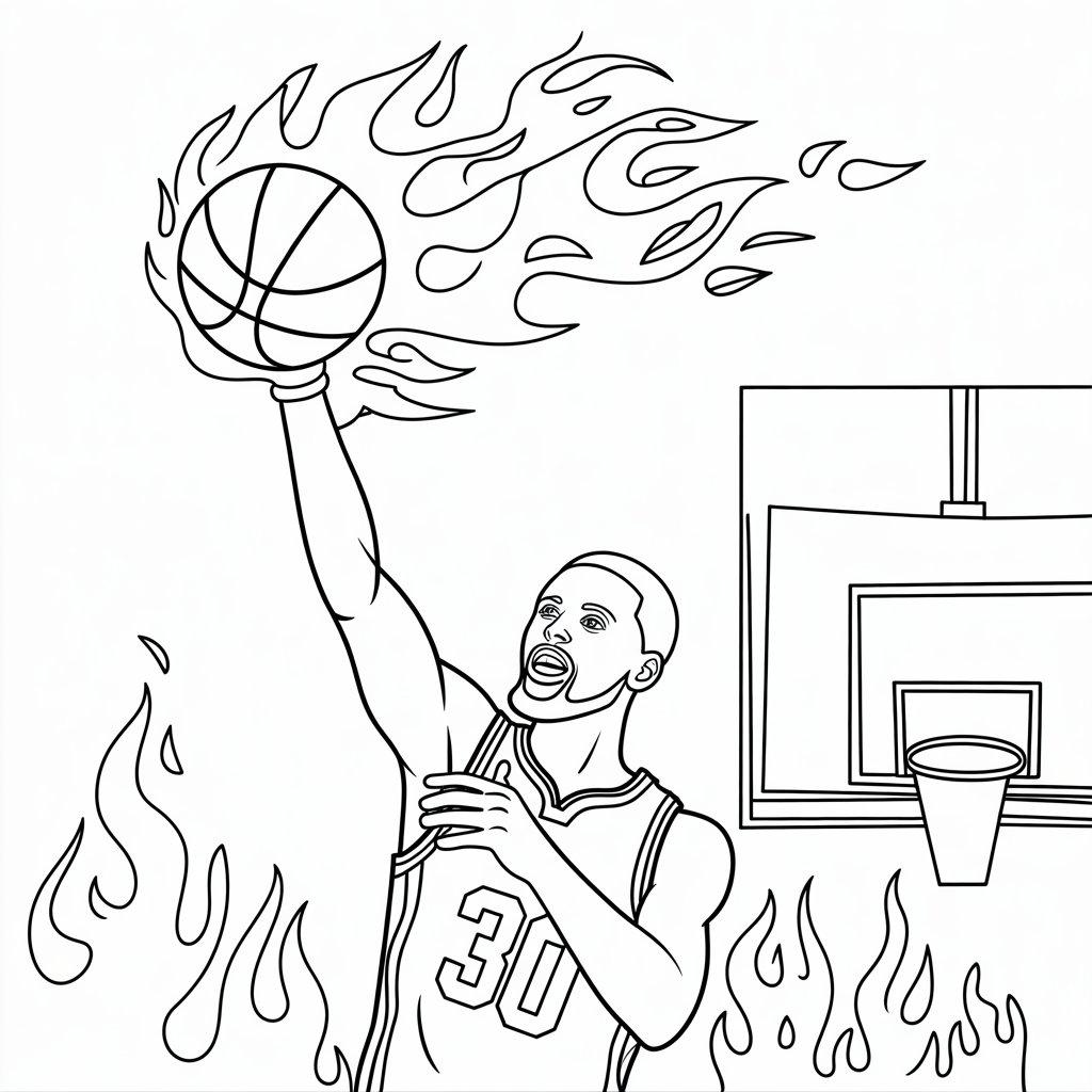 Steph with Animated Flames Around the Ball