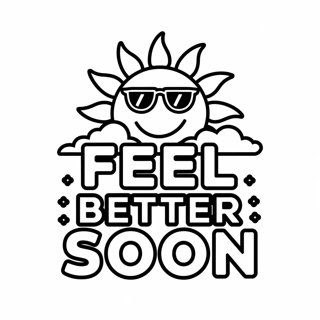 Sun with a Smile and 'Feel Better Soon' Text
