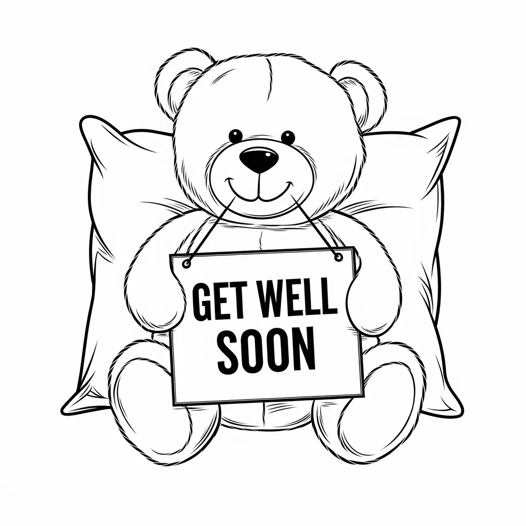 Teddy Bear with a 'Get Well Soon' Sign