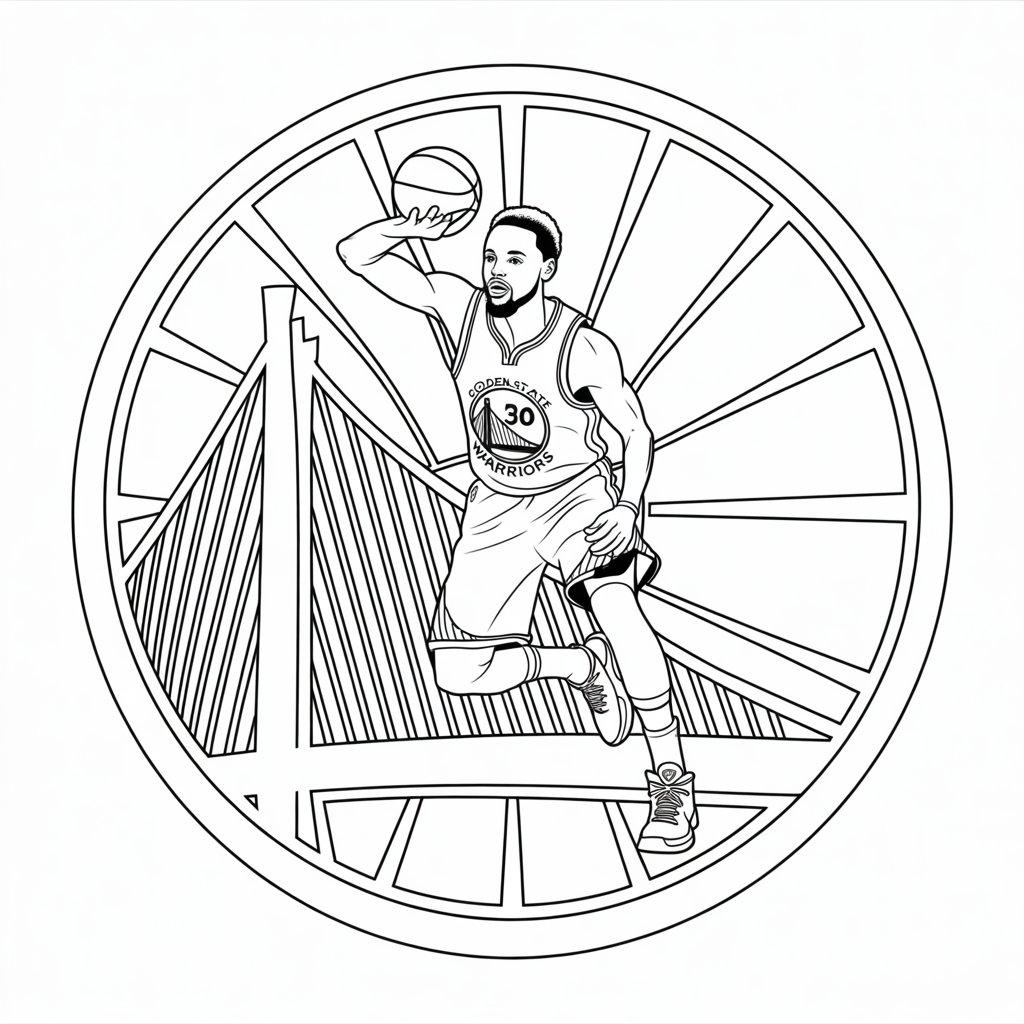 Warriors Team Logo with Steph in the Center